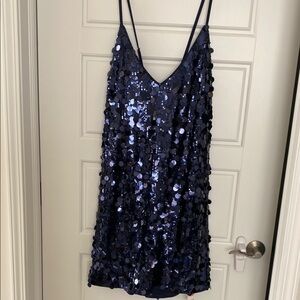 Cider Midnight Blue Sequin Dress
